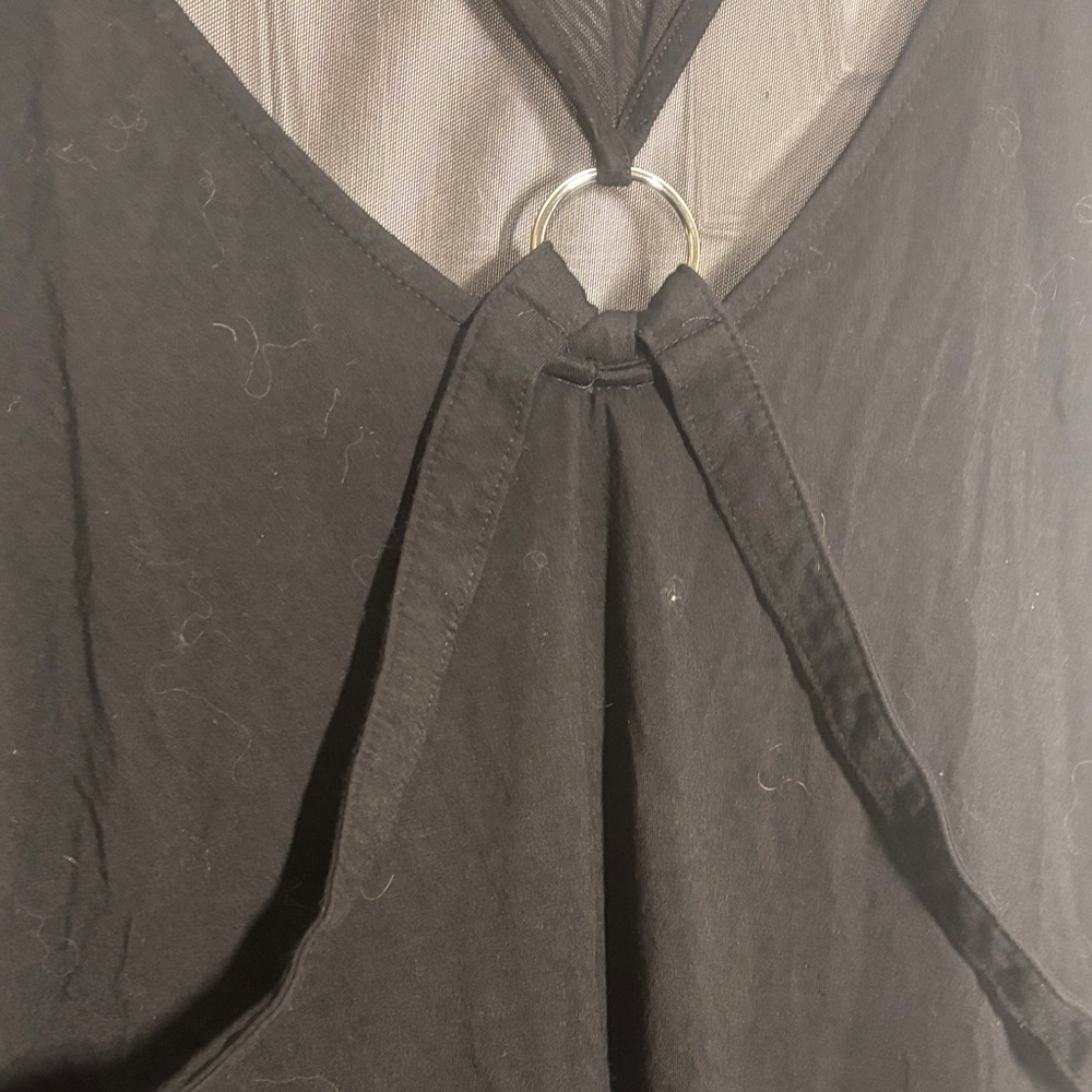 Black Asymmetrical Sleeveless Top - Picture 2 of 3